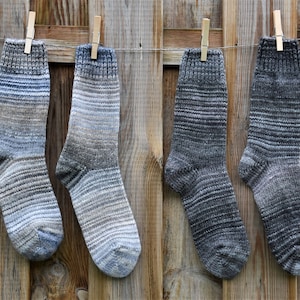 Wollsocken Grau Meliert Warme Strick Socken Flauschige Hippie Socken Kuschelige Umschlag Socken Warme Strick Socken Winter Herbst Socken Bild 1