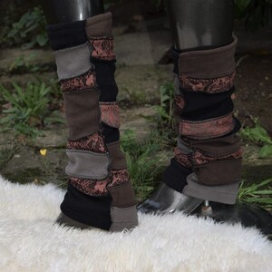 Beinstulpen Spitze Legwarmers Hippie Stulpen Schwarz Braun Elfen Feen Stulpen Warme Fleece Stulpen Spitze Beinstulpen Spitzen Stulpen Winter Bild 5