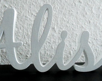 Name or lettering made of wood as desired, 10 cm, to stand, price per letter