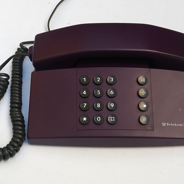 Vintage Siemens Signo 1 Tasten-Telefon Tischtelefon violett 90er Jahre - Tonwahl, TAE-F Stecker