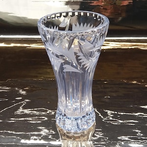 Vintage Crystal Glass Vase Flower Vase Crystal Glass Vase - 70s
