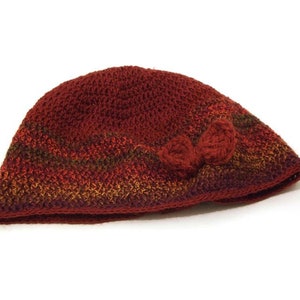 Chapeau de bonnet de crochet avec larc, chapeau brun rouge rouillé pour des femmes image 2