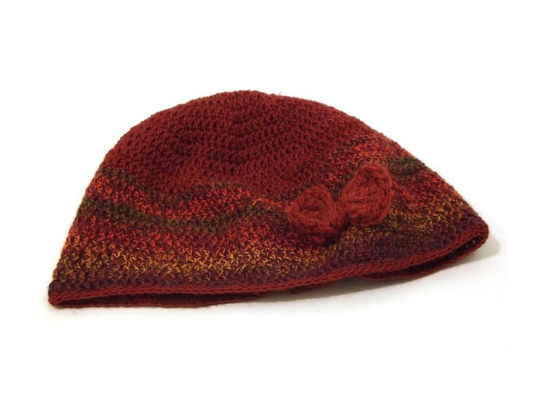Chapeau de bonnet de crochet avec larc, chapeau brun rouge rouillé pour des femmes image 2