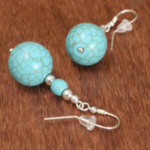 Boucles d'oreilles pendantes turquoise, boucles d'oreilles tendance, bijoux de grand-mère bohème bleu image 6