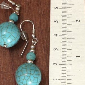 Boucles d'oreilles pendantes turquoise, boucles d'oreilles tendance, bijoux de grand-mère bohème bleu image 7