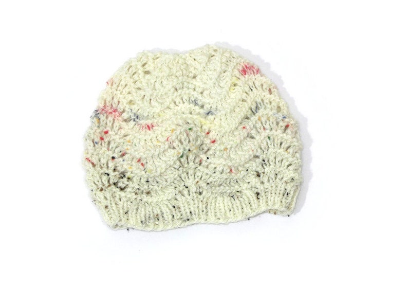 Ażurowa czapka beanie, kremowa czapka dla dziewczyny, dla chłopaka, dla nastolatka, unisex zdjęcie 1