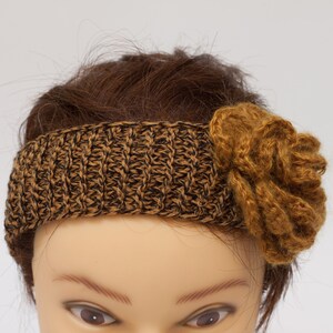 Flower headband for women, mustard ear warmer, stretchy hair band image 2