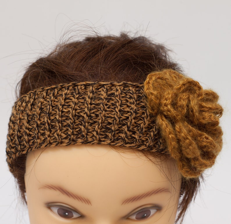 Flower headband for women, mustard ear warmer, stretchy hair band image 2