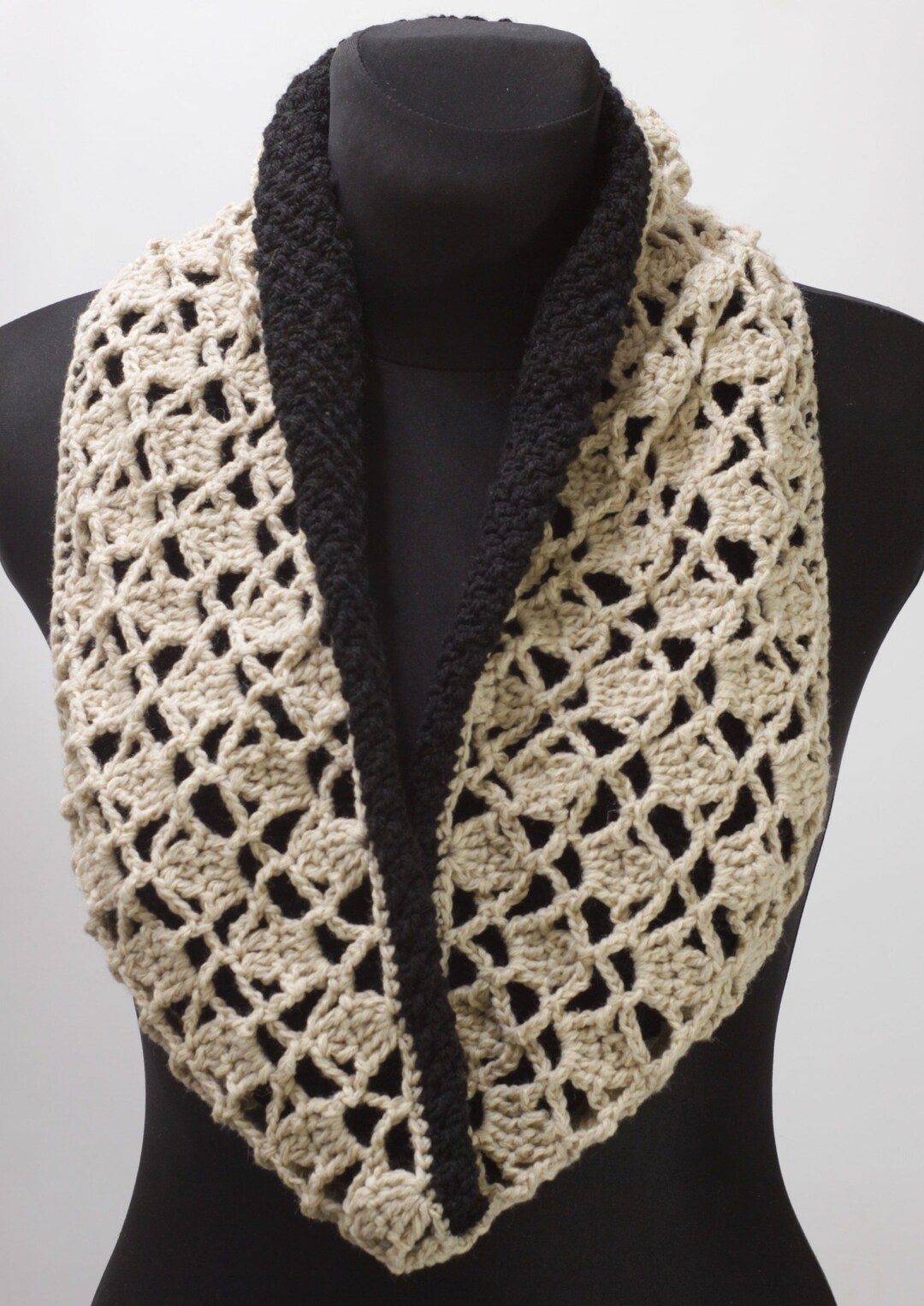 Reversible Crochet Lace Infinity Scarf: Chunky Knit Cowl Shawl - Etsy