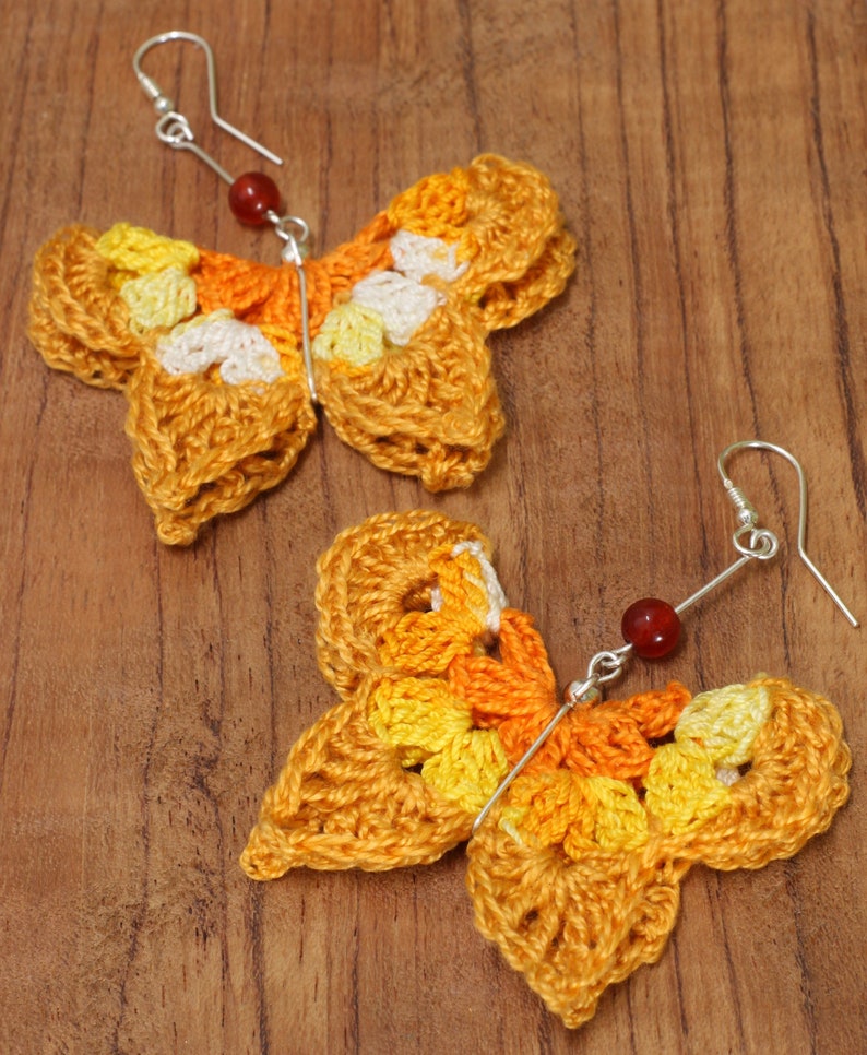 Dangle Crochet Butterfly Earrings Lace Crochet Jewelry Etsy