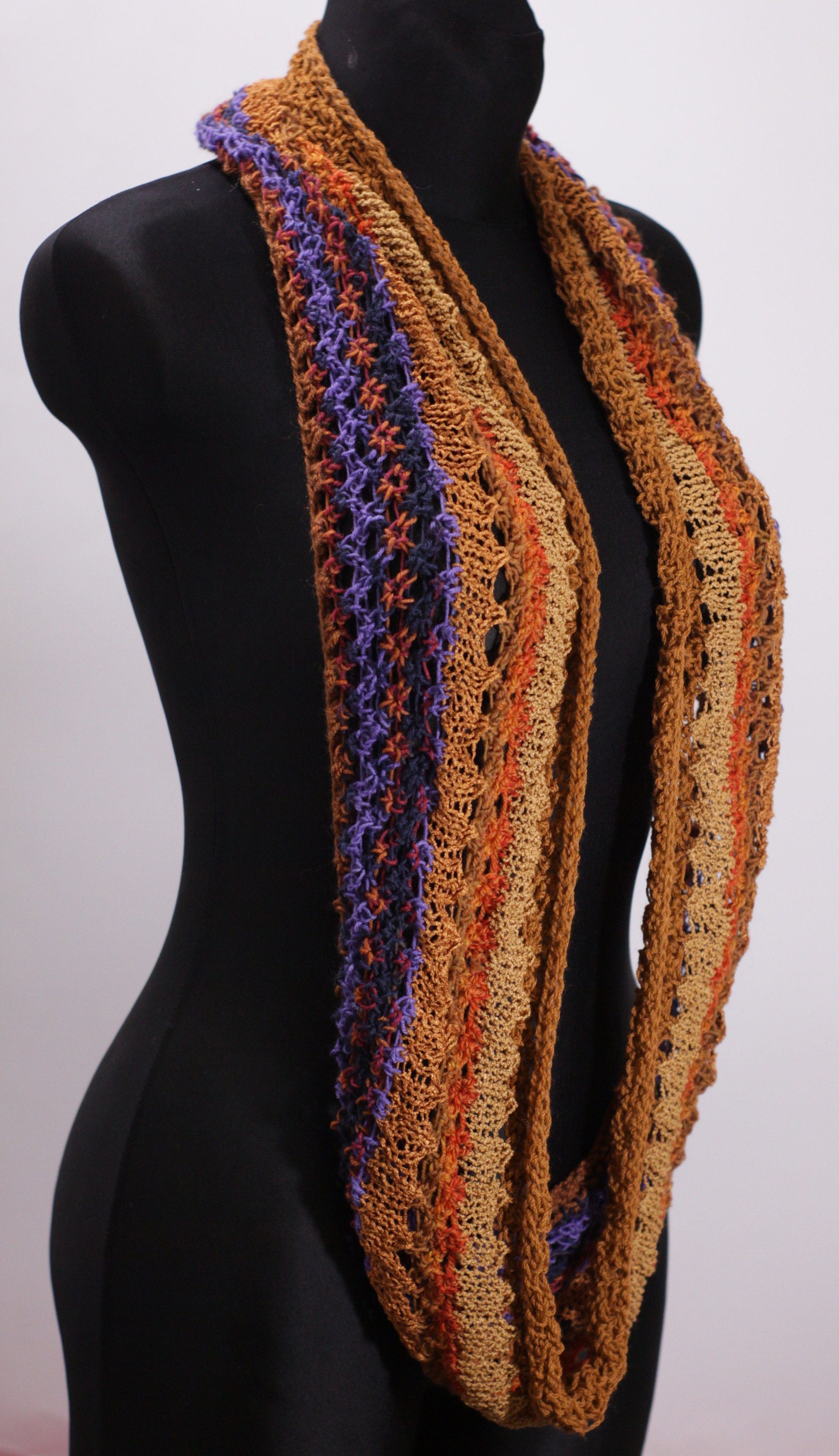 Knitted Lace Scarf, Infinity Loop Scarf, Circle Neck Warmer Snood - Etsy