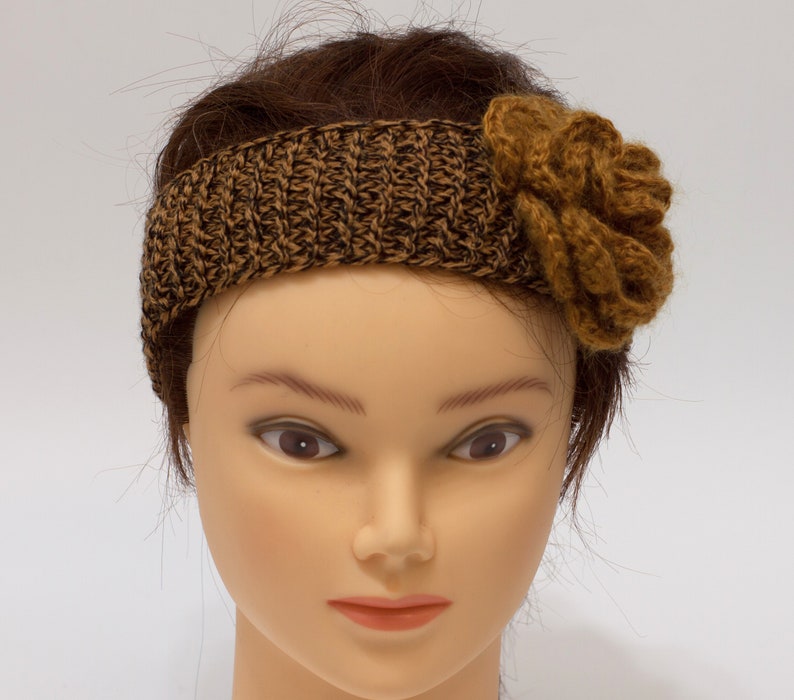 Flower headband for women, mustard ear warmer, stretchy hair band image 4