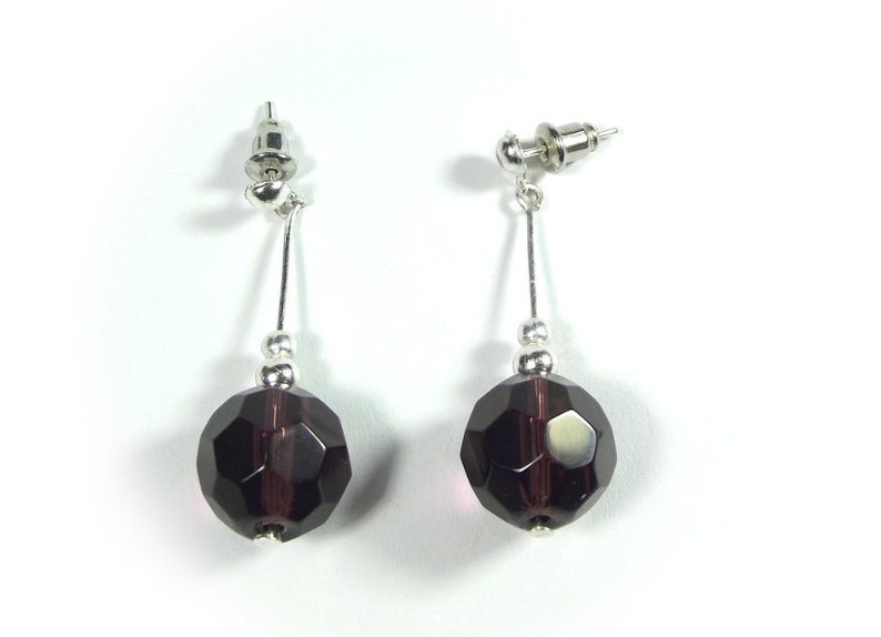 Dangle drop minimalist earrings, simply design silver studs image 1