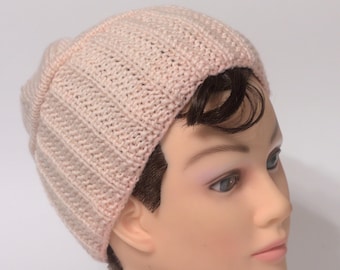 Hand-Knit Pink Beanie: Soft Comfort Head Cover