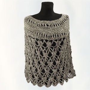 Crochet lace poncho plus size, cape large openwork, poncho for her