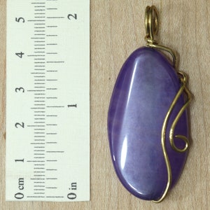 Pendentif violet de collier dagate, pierre naturelle enveloppée de fil, emballage en laiton de fil image 10