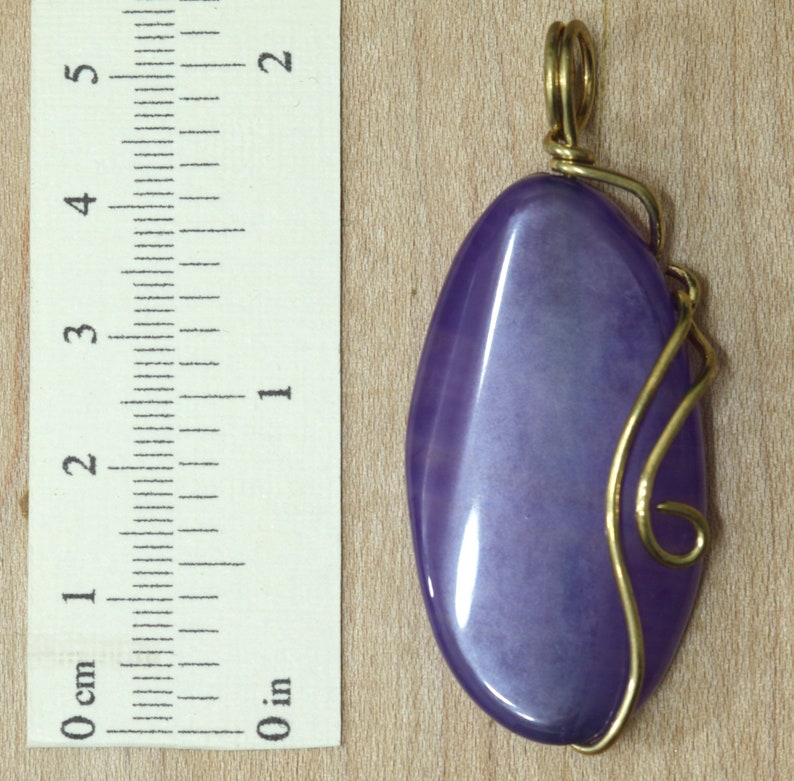 Pendentif violet de collier dagate, pierre naturelle enveloppée de fil, emballage en laiton de fil image 10