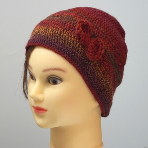 Chapeau de bonnet de crochet avec larc, chapeau brun rouge rouillé pour des femmes image 5