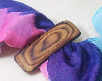 Burned pinewood barrette, wooden french hair clip, eco-friendly hair accessory