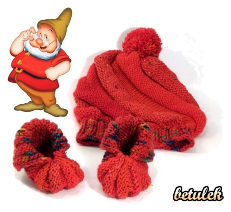 Baby Hat and Socks Knitted Red Set 36 M Baby Beanie Pom Pom Etsy