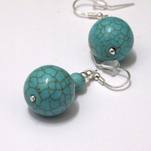 Boucles d'oreilles pendantes turquoise, boucles d'oreilles tendance, bijoux de grand-mère bohème bleu image 5