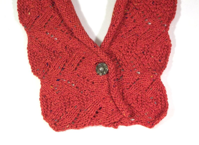 Collier tricoté de dentelle décharpe, écharpe courte rouge tricotée image 5