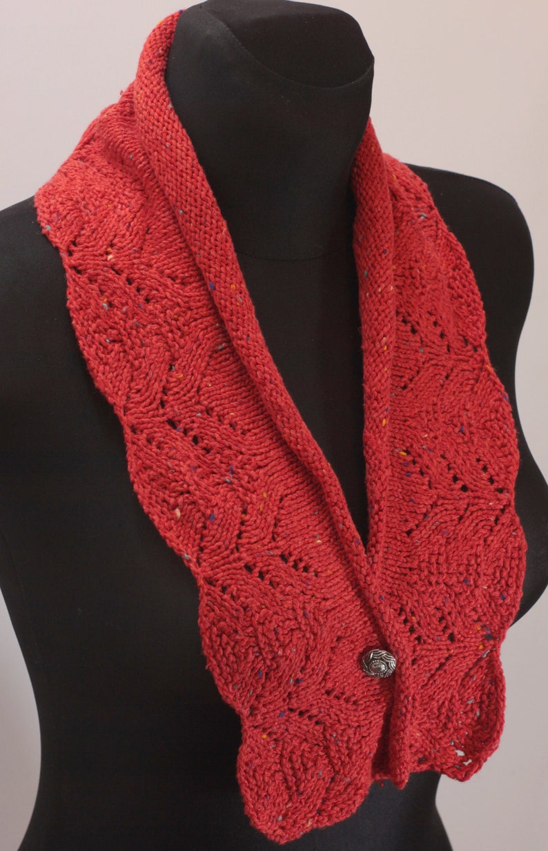 Collier tricoté de dentelle décharpe, écharpe courte rouge tricotée image 6