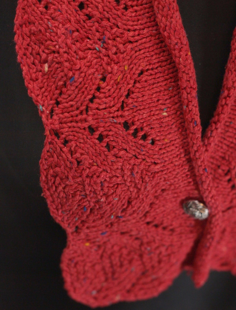 Collier tricoté de dentelle décharpe, écharpe courte rouge tricotée image 2