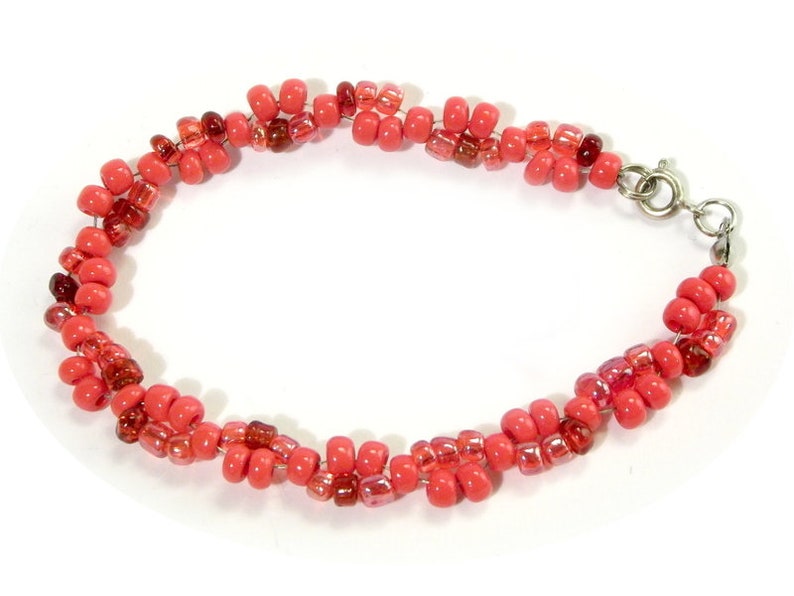 Handgemachtes Freundschaftsarmband in Rot, Farbenfrohe Perlenschmuck, Herrenschmuck, Herrenschmuck, Perlenarmband 925 Bild 1