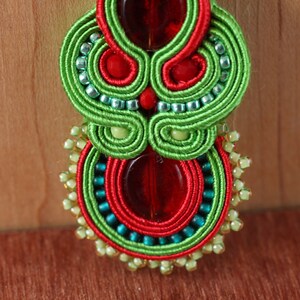 Halskette Anhänger Soutache, großes Stickerei Medaillon, Folk Hippie Anhänger Bild 4