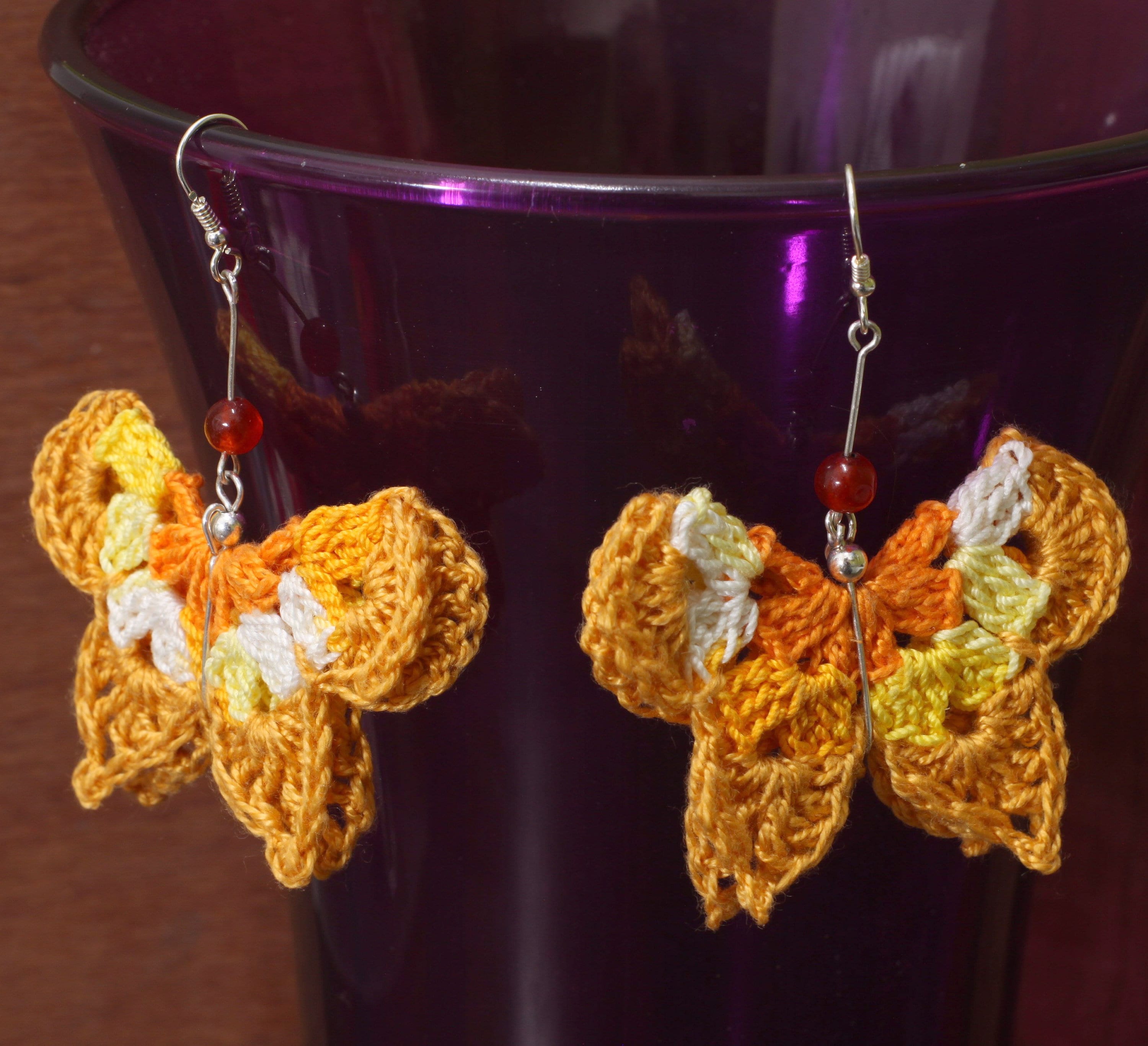 Dangle Crochet Butterfly Earrings Lace Crochet Jewelry Etsy