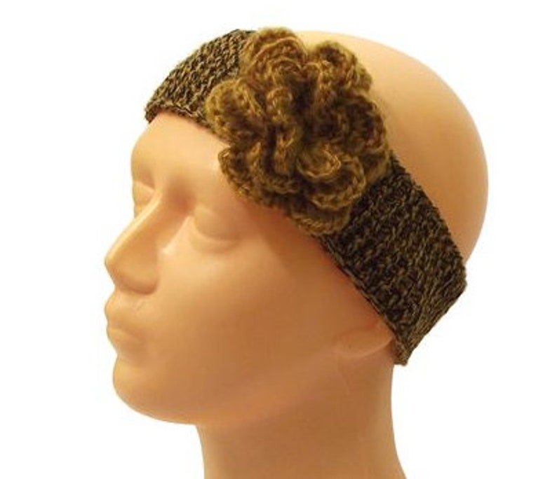 Flower headband for women, mustard ear warmer, stretchy hair band image 3