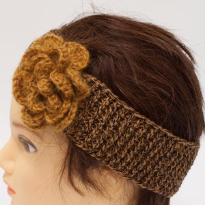 Flower headband for women, mustard ear warmer, stretchy hair band image 6