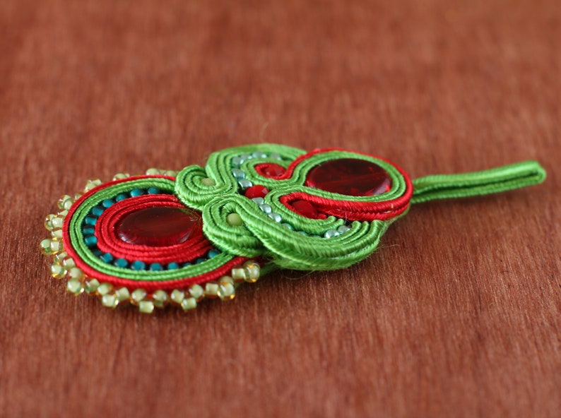 Halskette Anhänger Soutache, großes Stickerei Medaillon, Folk Hippie Anhänger Bild 7