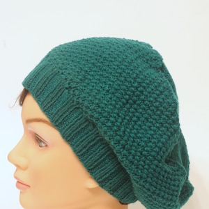 Hand-Knit Green Beanie for Women: Lightweight Chemo Hat