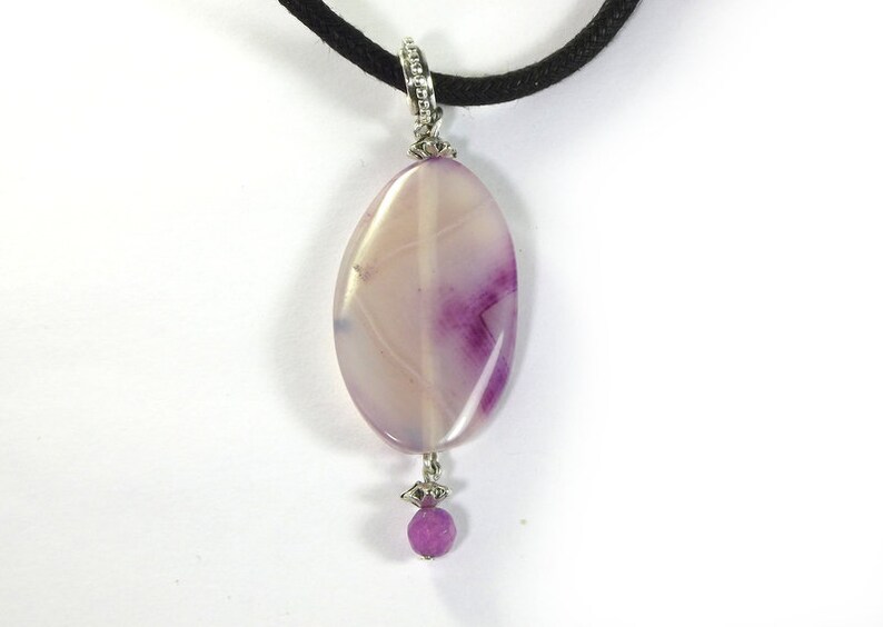 Pendentif collier en agate pourpre, bijoux nature minimalistes image 2