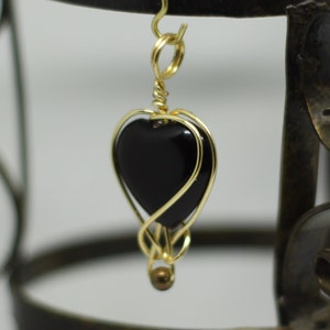 Pendentif coeur noir, bijoux enveloppés de fil d'onyx noir, cadeau pour elle image 6