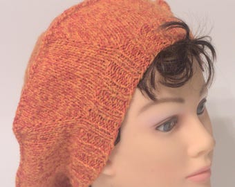 3919 Womens Knitted Beret Hat, Orange, Adult Women\'s Gift, French Beret Cap Orange Beret | French Beret® main image 3