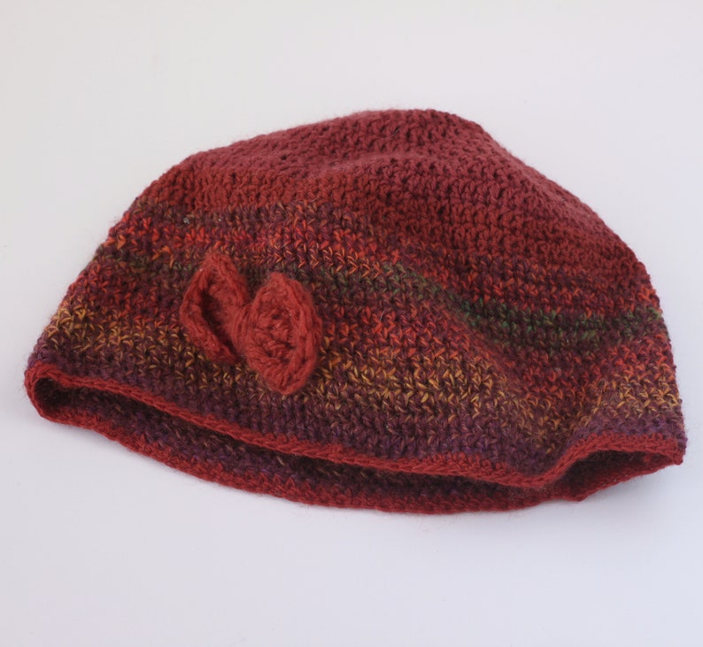 Chapeau de bonnet de crochet avec larc, chapeau brun rouge rouillé pour des femmes image 6