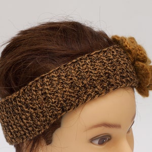 Flower headband for women, mustard ear warmer, stretchy hair band image 5