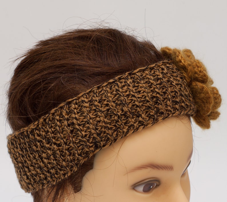 Flower headband for women, mustard ear warmer, stretchy hair band image 5