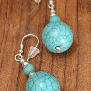 Boucles d'oreilles pendantes turquoise, boucles d'oreilles tendance, bijoux de grand-mère bohème bleu image 4