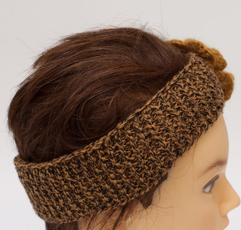 Flower headband for women, mustard ear warmer, stretchy hair band image 7