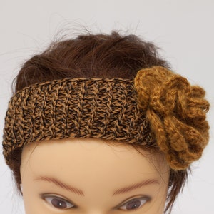 Flower headband for women, mustard ear warmer, stretchy hair band image 9