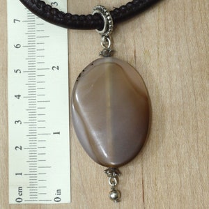 Minimalist agate beige necklace pendant, simply crystal necklace, beige large natural stone, positive energy, long distance gift for her image 6