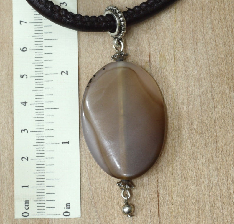 Minimalist agate beige necklace pendant, simply crystal necklace, beige large natural stone, positive energy, long distance gift for her image 6