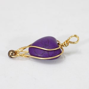 Purple heart wire wrapped pendant, love charm image 7