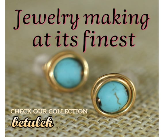 Boucles D'oreilles Clous Plaqué Or Et Turquoise, Style Ethnique Chic