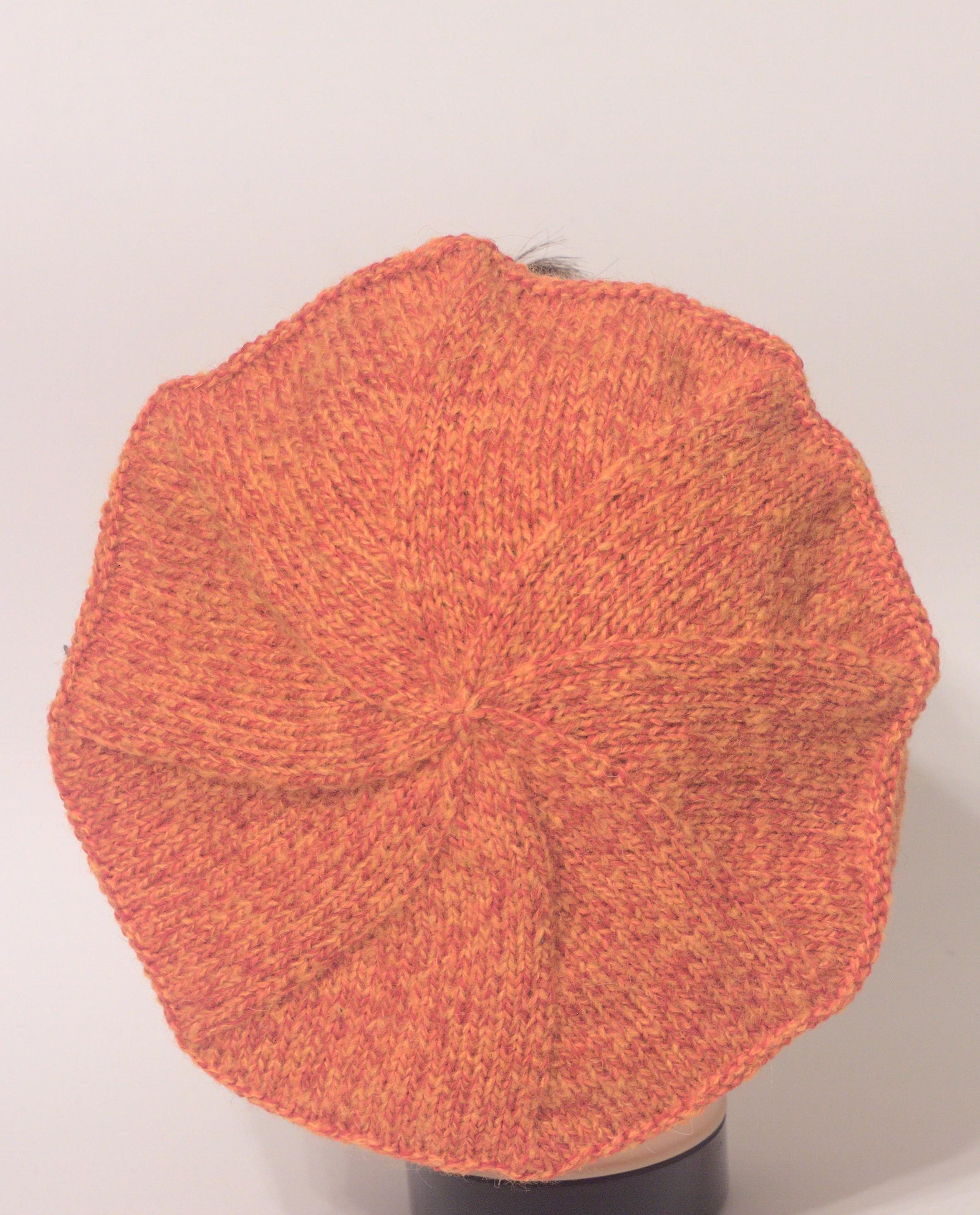 3919 Womens Knitted Beret Hat, Orange, Adult Women\'s Gift, French Beret Cap Orange 11 1/2 In Wool Felt French Beret | SUN YORKOS main image 2
