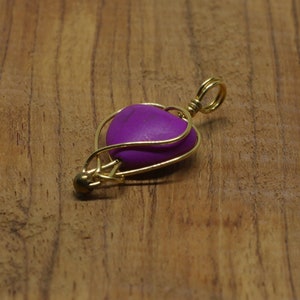 Purple heart wire wrapped pendant, love charm image 6